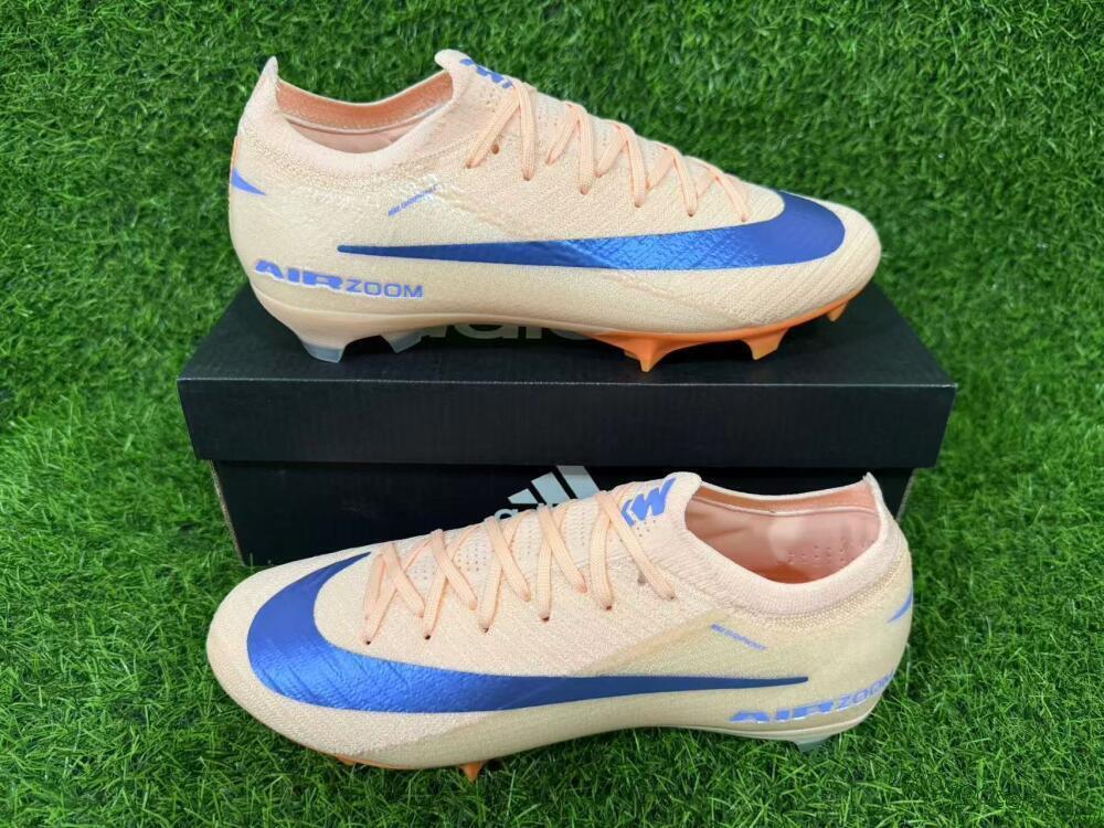 Nike Air Zoom Mercurial Vapor 16 Elite FG Firm Ground Soccer Cleats - Peach/Navy Blue/Orange