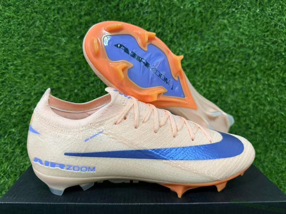 Nike Air Zoom Mercurial Vapor 16 Elite FG Firm Ground Soccer Cleats - Peach/Navy Blue/Orange