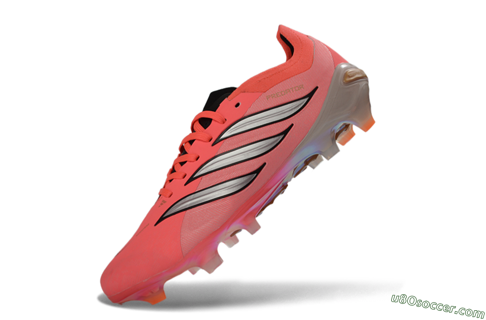 Adidas Predator 26 Elite FG Firm Ground Soccer Cleats - Pink/Vibrant Coral/Steel Gray 6