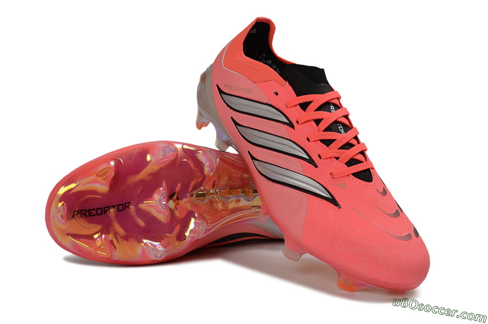 Adidas Predator 26 Elite FG Firm Ground Soccer Cleats - Pink/Vibrant Coral/Steel Gray 4