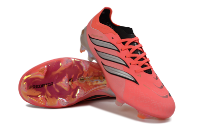 Adidas Predator 26 Elite FG Firm Ground Soccer Cleats - Pink/Vibrant Coral/Steel Gray
