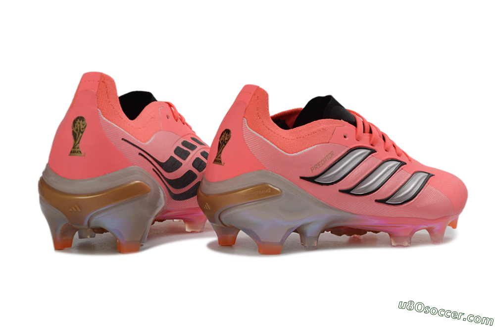 Adidas Predator 26 Elite FG Firm Ground Soccer Cleats - Pink/Vibrant Coral/Steel Gray 7