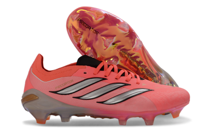 Adidas Predator 26 Elite FG Firm Ground Soccer Cleats - Pink/Vibrant Coral/Steel Gray