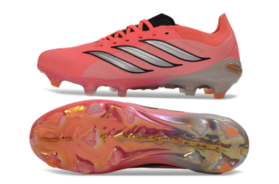 Adidas Predator 26 Elite FG Firm Ground Soccer Cleats - Pink/Vibrant Coral/Steel Gray