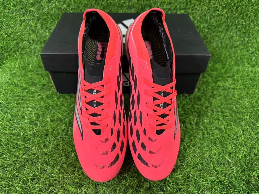 Adidas Predator 26 Elite FG Firm Ground Soccer Cleats - Pink/Vibrant Coral/Steel Gray
