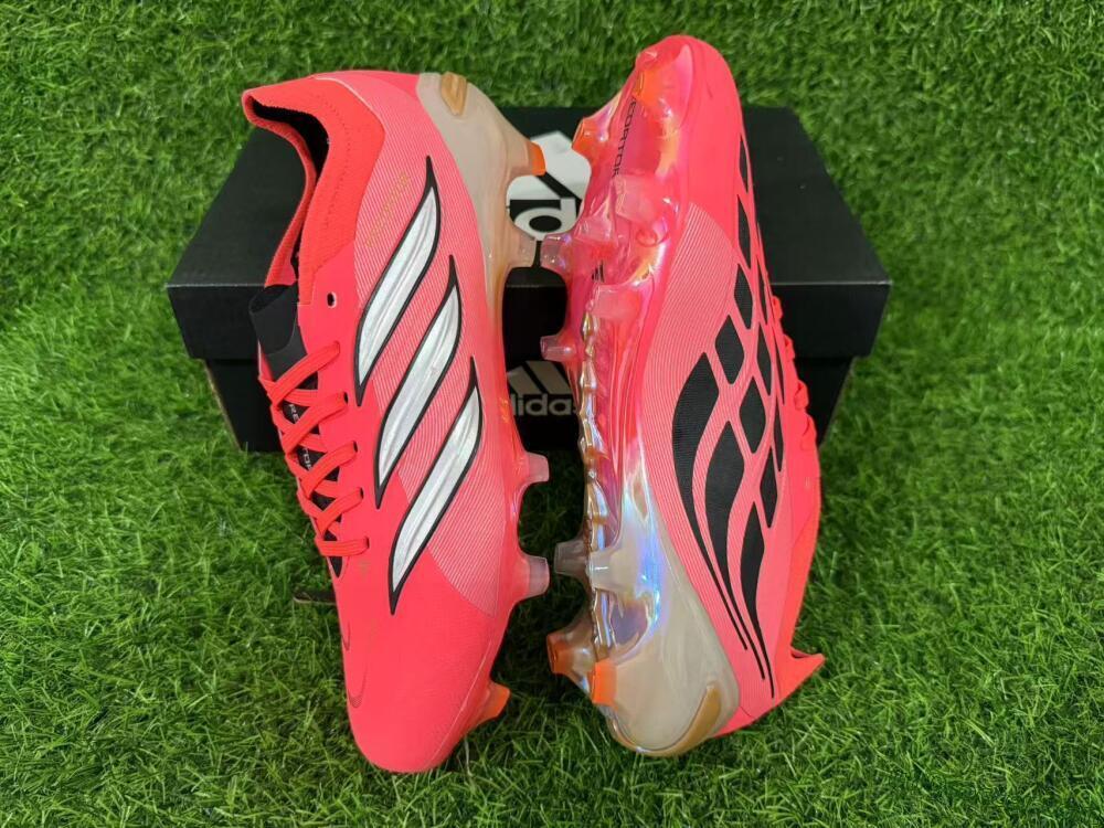 Adidas Predator 26 Elite FG Firm Ground Soccer Cleats - Pink/Vibrant Coral/Steel Gray