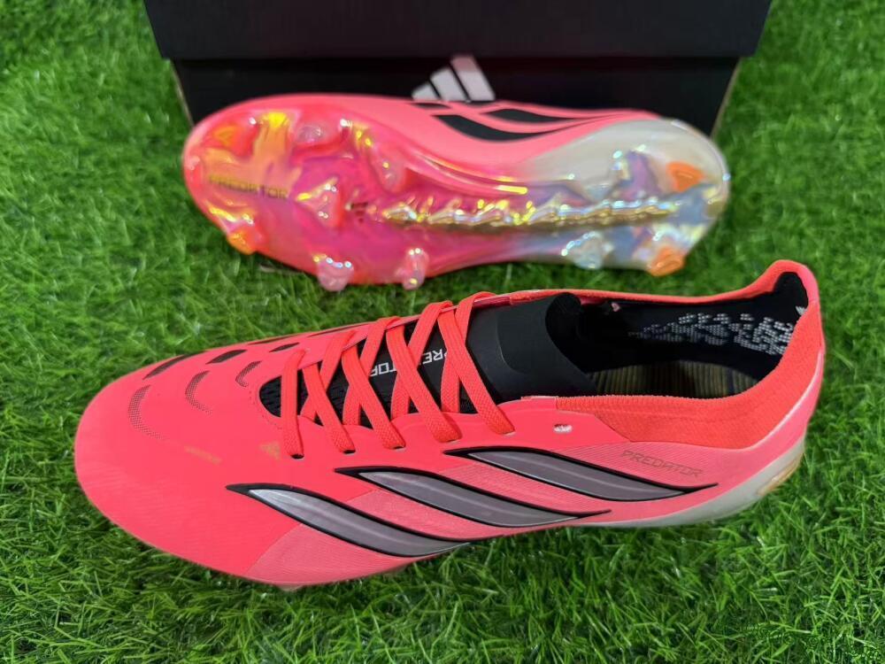 Adidas Predator 26 Elite FG Firm Ground Soccer Cleats - Pink/Vibrant Coral/Steel Gray
