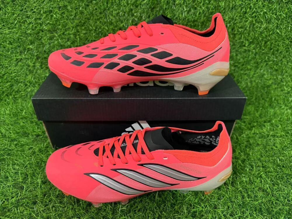 Adidas Predator 26 Elite FG Firm Ground Soccer Cleats - Pink/Vibrant Coral/Steel Gray