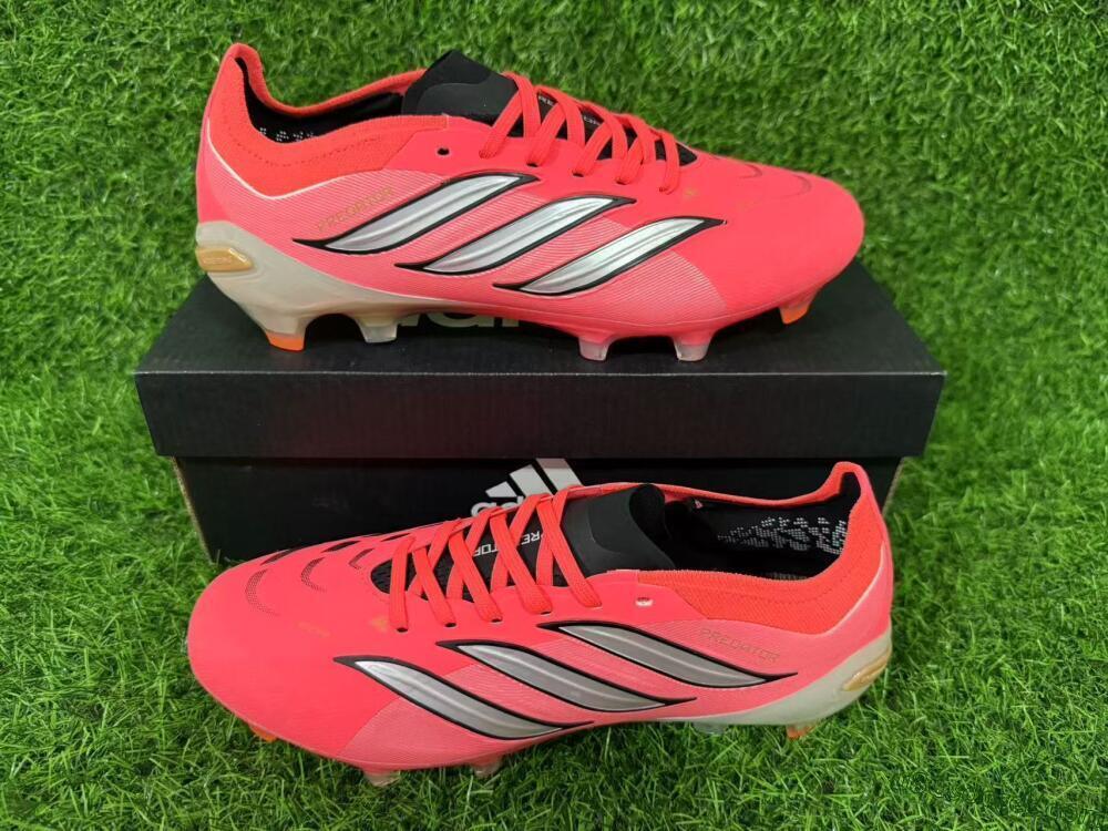Adidas Predator 26 Elite FG Firm Ground Soccer Cleats - Pink/Vibrant Coral/Steel Gray