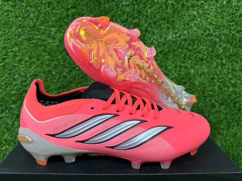 Adidas Predator 26 Elite FG Firm Ground Soccer Cleats - Pink/Vibrant Coral/Steel Gray