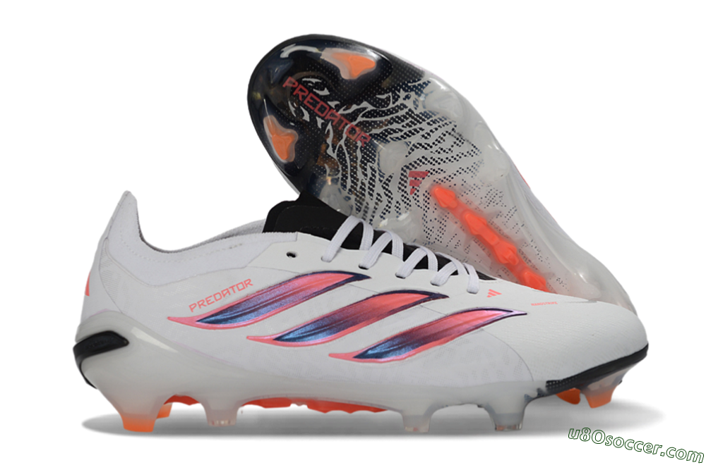 Adidas Predator 26 Elite FG Firm Ground Soccer Cleats - White/Electric Orange/Black 1