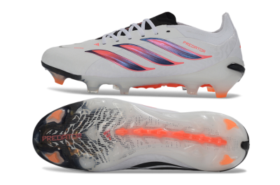 Adidas Predator 26 Elite FG Firm Ground Soccer Cleats - White/Electric Orange/Black