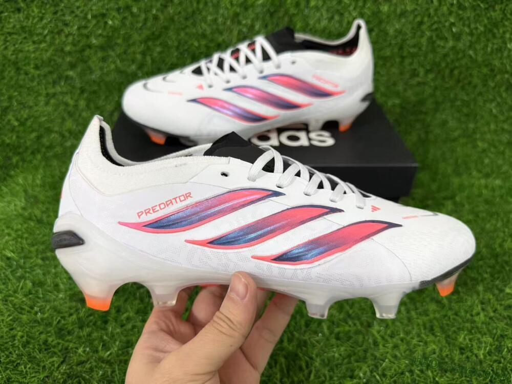 Adidas Predator 26 Elite FG Firm Ground Soccer Cleats - White/Electric Orange/Black