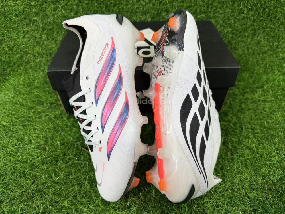Adidas Predator 26 Elite FG Firm Ground Soccer Cleats - White/Electric Orange/Black