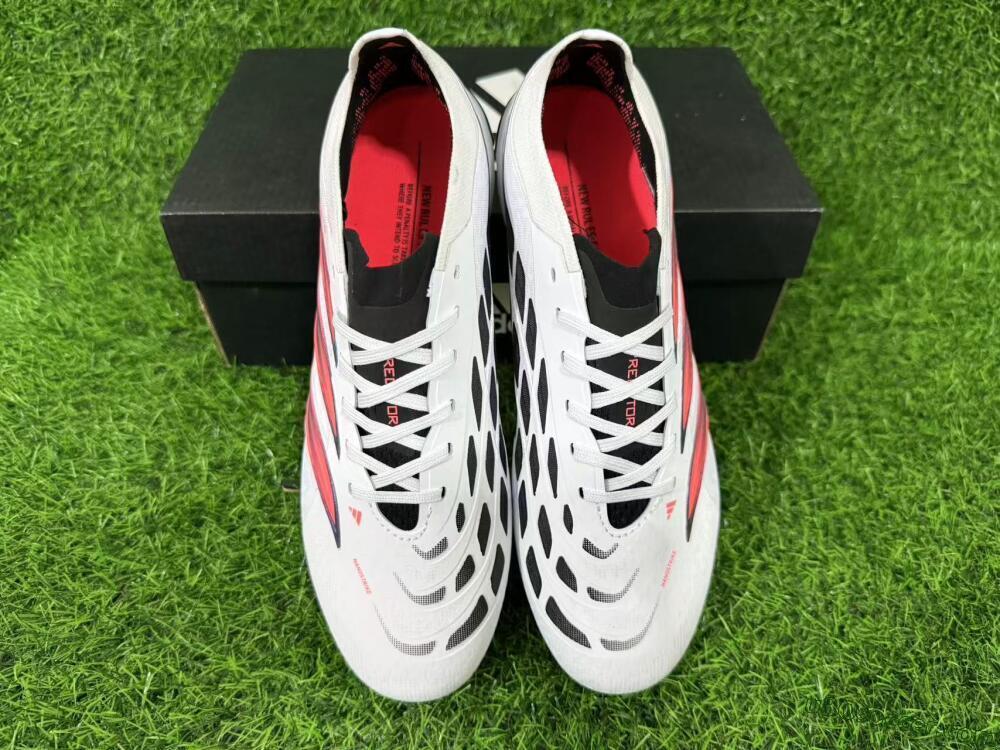 Adidas Predator 26 Elite FG Firm Ground Soccer Cleats - White/Electric Orange/Black
