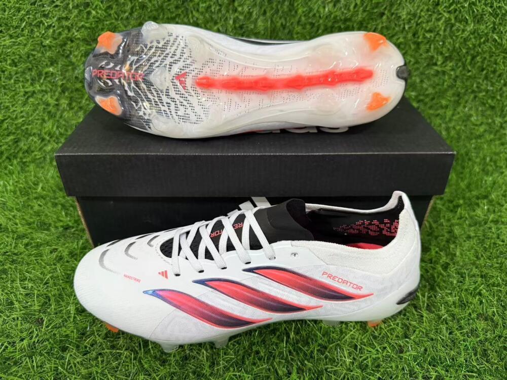 Adidas Predator 26 Elite FG Firm Ground Soccer Cleats - White/Electric Orange/Black