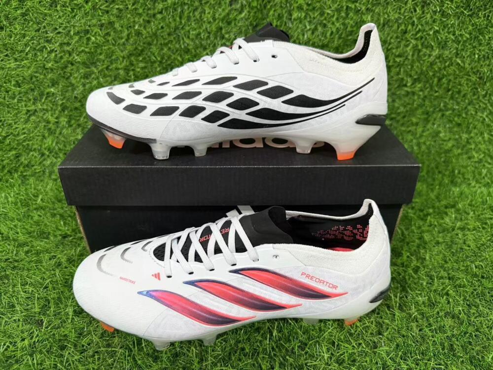 Adidas Predator 26 Elite FG Firm Ground Soccer Cleats - White/Electric Orange/Black