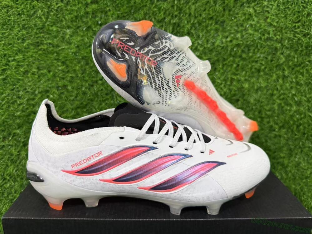 Adidas Predator 26 Elite FG Firm Ground Soccer Cleats - White/Electric Orange/Black