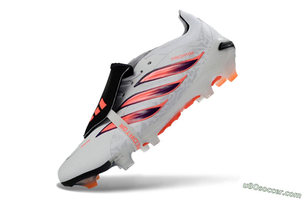 Adidas Predator 26 Elite Fold-Over Tongue FG Firm Ground Soccer Cleats - White/Electric Pink/Deep Purple 6