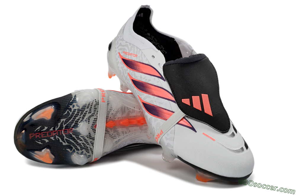 Adidas Predator 26 Elite Fold-Over Tongue FG Firm Ground Soccer Cleats - White/Electric Pink/Deep Purple 4