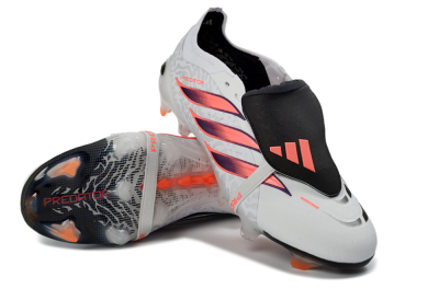 Adidas Predator 26 Elite Fold-Over Tongue FG Firm Ground Soccer Cleats - White/Electric Pink/Deep Purple