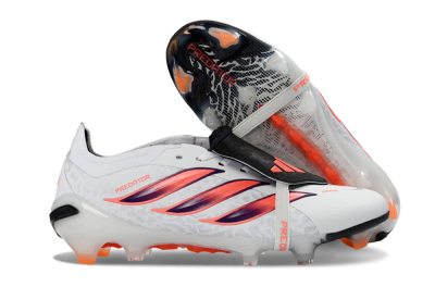 Adidas Predator 26 Elite Fold-Over Tongue FG Firm Ground Soccer Cleats - White/Electric Pink/Deep Purple