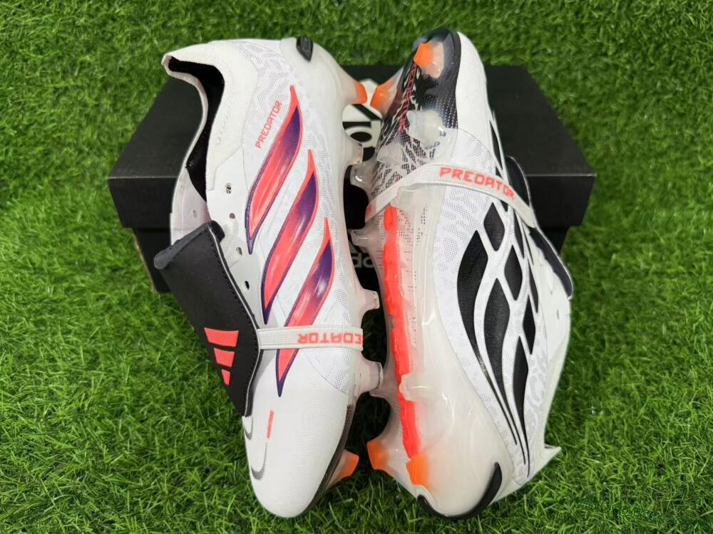 Adidas Predator 26 Elite Fold-Over Tongue FG Firm Ground Soccer Cleats - White/Electric Pink/Deep Purple