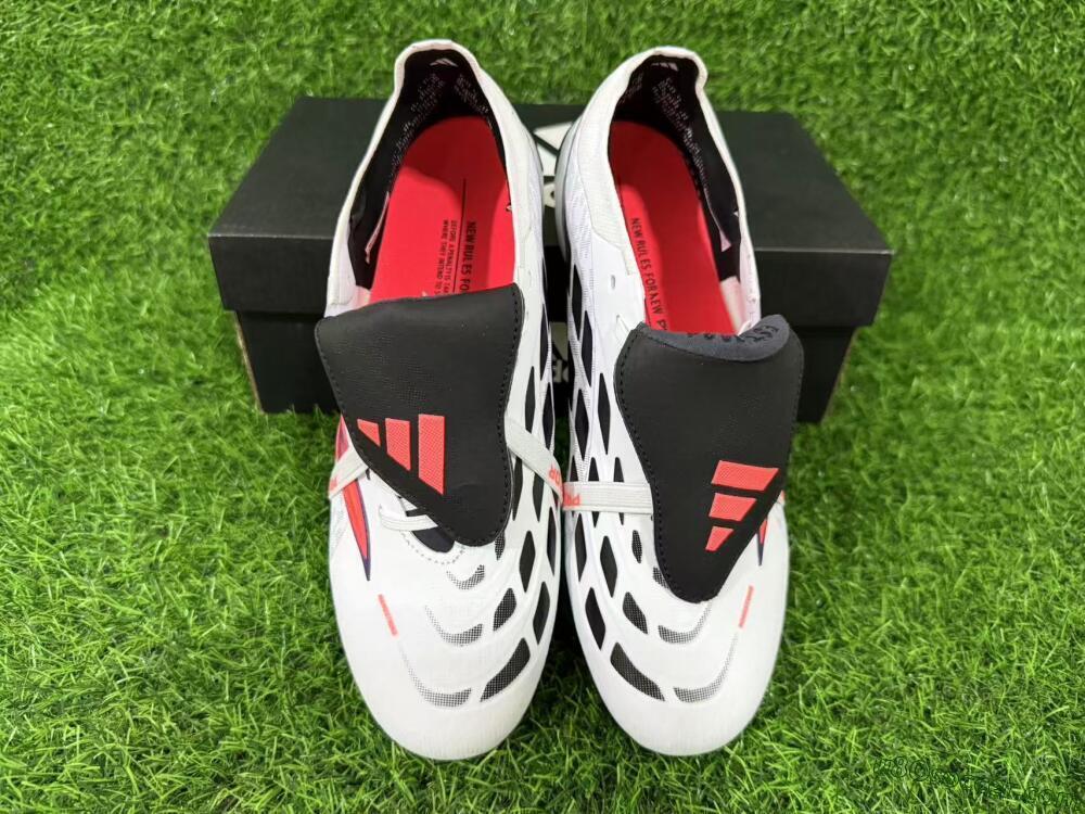 Adidas Predator 26 Elite Fold-Over Tongue FG Firm Ground Soccer Cleats - White/Electric Pink/Deep Purple