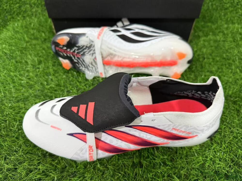 Adidas Predator 26 Elite Fold-Over Tongue FG Firm Ground Soccer Cleats - White/Electric Pink/Deep Purple