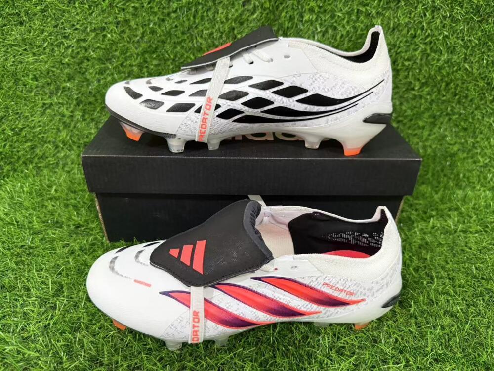 Adidas Predator 26 Elite Fold-Over Tongue FG Firm Ground Soccer Cleats - White/Electric Pink/Deep Purple