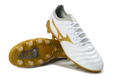 Mizuno Morelia Neo 3 FG Firm Ground Soccer Cleats - White/Gold/Gray
