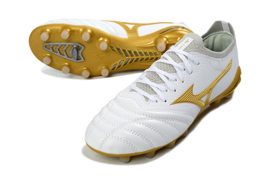 Mizuno Morelia Neo 3 FG Firm Ground Soccer Cleats - White/Gold/Gray