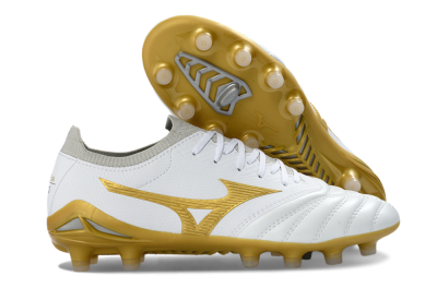 Mizuno Morelia Neo 3 FG Firm Ground Soccer Cleats - White/Gold/Gray