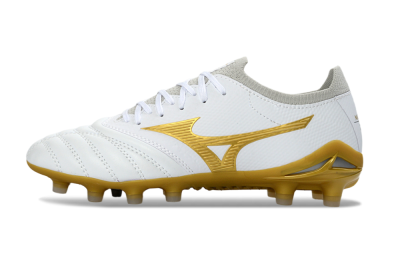 Mizuno Morelia Neo 3 FG Firm Ground Soccer Cleats - White/Gold/Gray