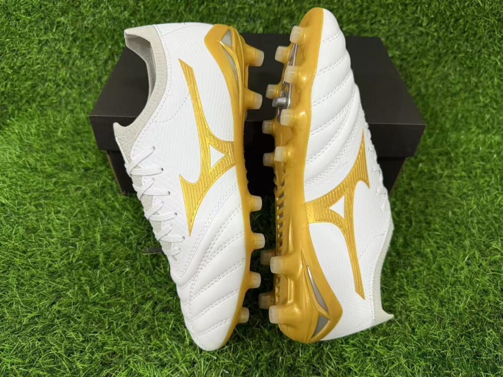 Mizuno Morelia Neo 3 FG Firm Ground Soccer Cleats - White/Gold/Gray