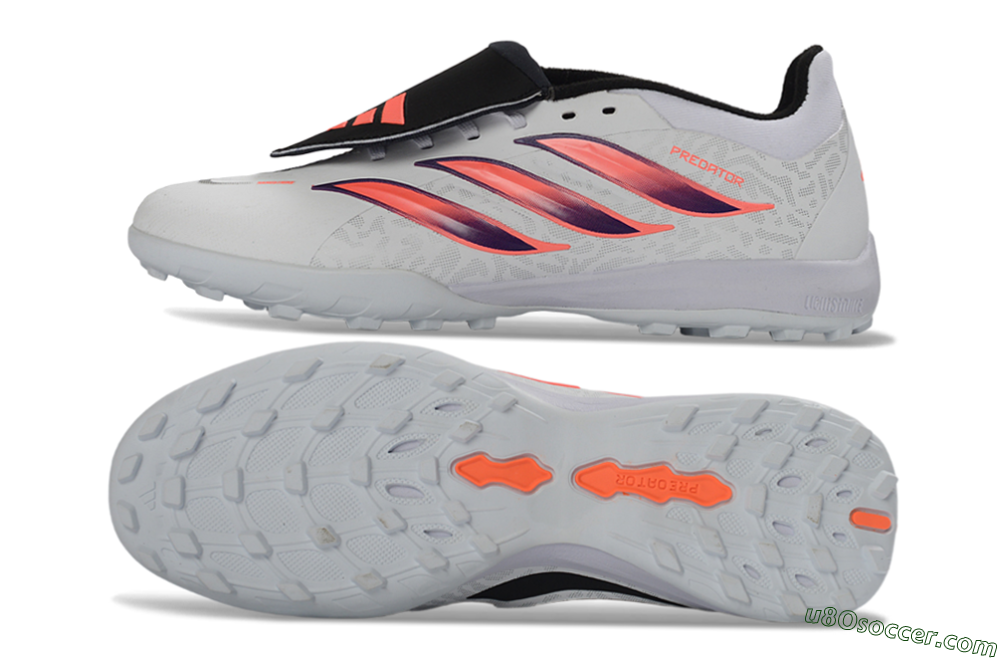 Adidas Predator 26 Elite Fold-Over Tongue TF Artificial Turf Soccer Shoes - White/Electric Pink/Deep Purple 0