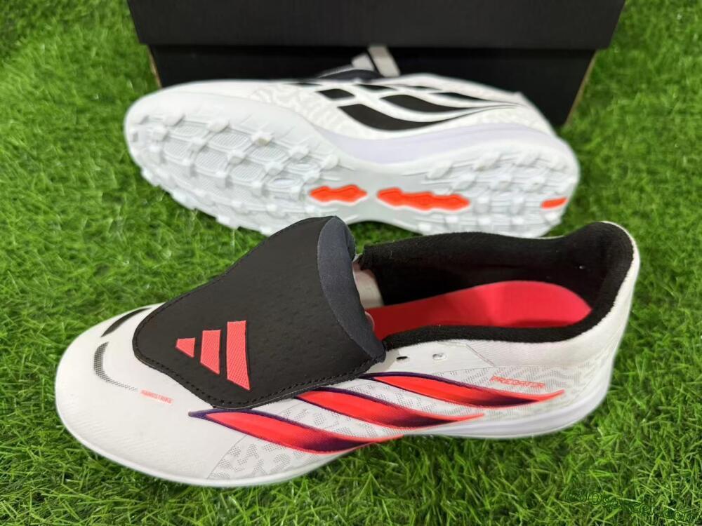 Adidas Predator 26 Elite Fold-Over Tongue TF Artificial Turf Soccer Shoes - White/Electric Pink/Deep Purple