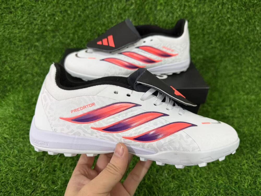 Adidas Predator 26 Elite Fold-Over Tongue TF Artificial Turf Soccer Shoes - White/Electric Pink/Deep Purple