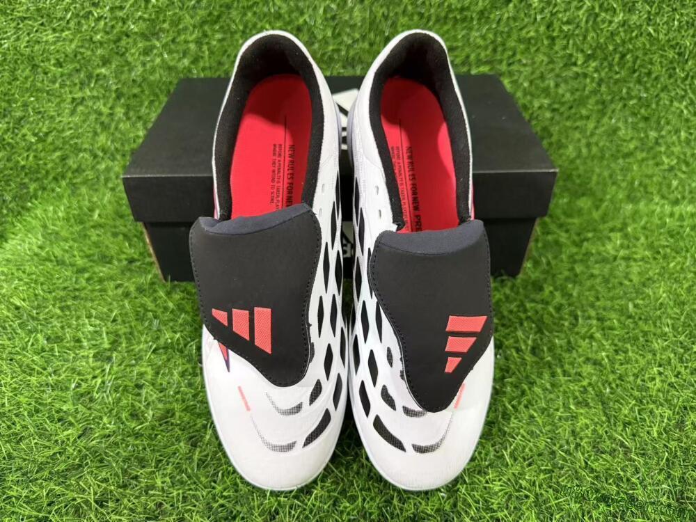 Adidas Predator 26 Elite Fold-Over Tongue TF Artificial Turf Soccer Shoes - White/Electric Pink/Deep Purple