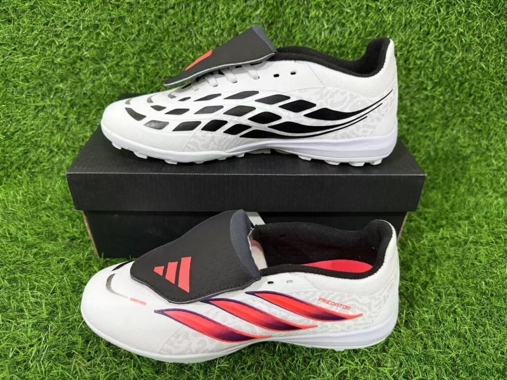 Adidas Predator 26 Elite Fold-Over Tongue TF Artificial Turf Soccer Shoes - White/Electric Pink/Deep Purple