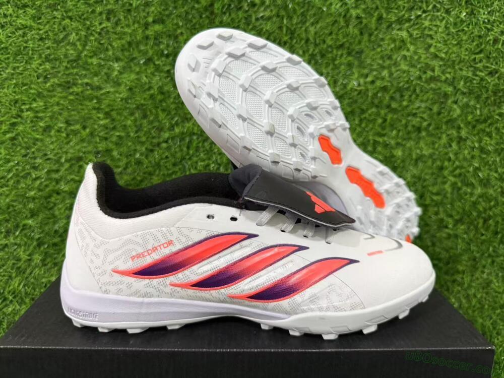 Adidas Predator 26 Elite Fold-Over Tongue TF Artificial Turf Soccer Shoes - White/Electric Pink/Deep Purple