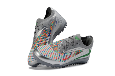 Nike Phantom 6 Elite Low TF Artificial Turf Soccer Shoes - Gray/Neon Green/Metallic Silver