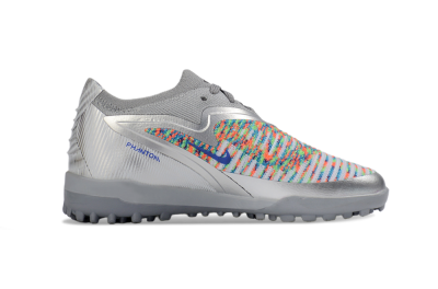 Nike Phantom 6 Elite Low TF Artificial Turf Soccer Shoes - Gray/Neon Green/Metallic Silver