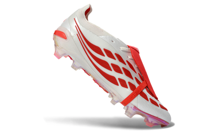 Adidas Predator 26 Elite Fold-Over Tongue FG Firm Ground Soccer Cleats - White/Electric Red/Metallic Black