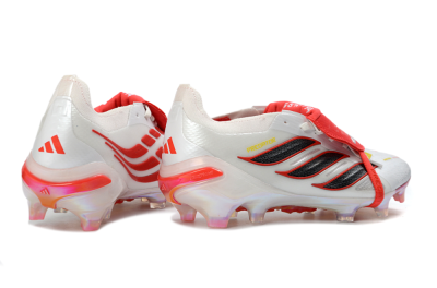 Adidas Predator 26 Elite Fold-Over Tongue FG Firm Ground Soccer Cleats - White/Electric Red/Metallic Black
