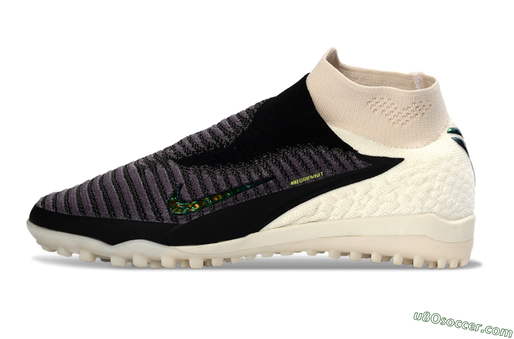 Nike Phantom 6 Elite High TF Artificial Turf Soccer Shoes - Black/Charcoal Grey/White 2