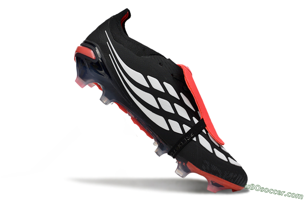 Adidas Predator 26 Elite Fold-Over Tongue FG Firm Ground Soccer Cleats - Black/Crimson Red/Slate Grey 4