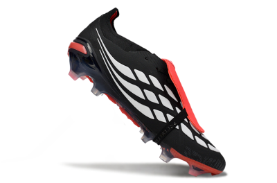 Adidas Predator 26 Elite Fold-Over Tongue FG Firm Ground Soccer Cleats - Black/Crimson Red/Slate Grey