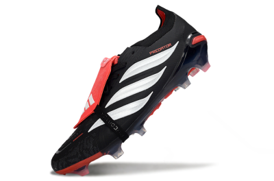 Adidas Predator 26 Elite Fold-Over Tongue FG Firm Ground Soccer Cleats - Black/Crimson Red/Slate Grey