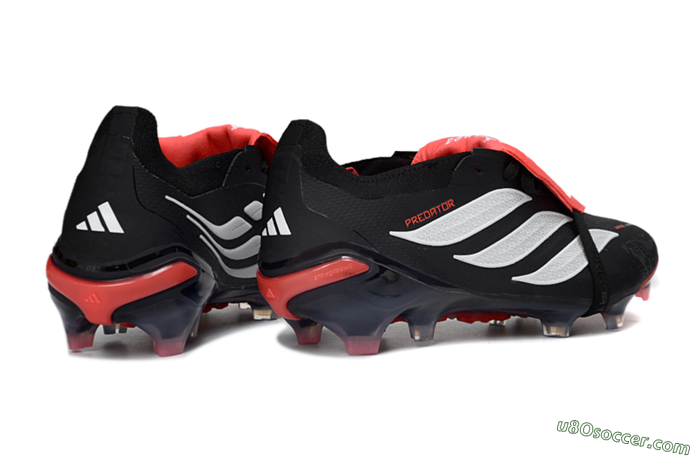 Adidas Predator 26 Elite Fold-Over Tongue FG Firm Ground Soccer Cleats - Black/Crimson Red/Slate Grey 6